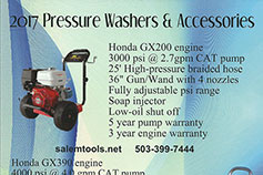 2500 pis 6.5 HP Honda Pressure Washer - A size to fit any job